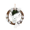 Fleurs décoratives décorations de porte d'entrée en plein air Noël Lite couronnes blanc vieil homme bonhomme de neige carte carton coeur couronne arc pour