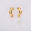 Ins Style Stud Lava Baroque Naturel Perle D'eau Douce Asymétrique Boucles D'oreilles Conception Exquise Mode Exagérée All-Match Bijoux