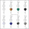 Key Rings Crystal Keychain For Bag Car Natural Love Heart Gemstone Lucy Lock Men Healing Chakra Cute Keyring Drop Delivery 2021 Jewelr Dhgn3