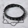 Halsband für Damen, passend zum Punk-Stil, auffälliger Alltagskleidung, sexy Herzschloss, Schlüsselnieten, Umhängeband für Party