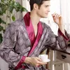 Mens Robes Robe Nightgown Satin Kimono Batrobe Elbise Günlük Placwear Plus Boyut Baskı Altın Ev Pansuman 3xl 4xl 5xl 220826