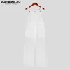 Pantalon Homme Mesh Jumpsuit Transparent Couleur Unie Sans Manches Streetwear Bretelles Barboteuses Minces Poches Salopette Respirante INCERUN 220827