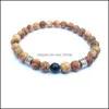 Beaded Strands 10pc/Set Gemstone Beads Armband 6mm Bild Jasper för män Kvinnor Handgjorda smycken Drop Delivery 2021 Armband NewdHB DHGA1