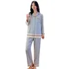 Sleep Lounge para mujer Pijamas de seda de hielo Primavera y otoño para mujer Manga larga Dos piezas Seda fina Servicio a domicilio Seda Sexy Pijamas de mujer de gran tamaño 220827