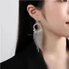 Charm Rhinestone Earrings Dangling Tassel Long Sparkly Sier Prom Party Wedding For Women amEBY