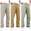 Pantalons pour hommes Pantalons en coton et lin pour hommes Pantalon à jambes larges Respirant Summer Fitness Vêtements Workwear Male Jogging Bottoms 220827