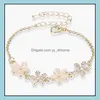 Link Chain Women Flower Link Anklet Armbanden Cat Eye Opal Anklets Fashion Charm Trendy Accessories Bangles Sieraden Drop levering 202 DHNQA