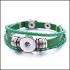 Bedelarmbanden pu lederen mtilayer gevlochten 18 mm snap knop armband colorf zwarte witte vrouwen mannen punk bangle noosa sz0341 d bdehome dhxx5