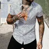 Casual shirts heren heren mannen zomer polyester shirt met korte mouwen print Hawaiian strand mannelijke top turn down kraag t-shirts heren's