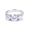 Anéis de casamento Tianyu Gems 3 Stones Gold Gold 14K18KPT950 Mulheres 328ctw Round Round Cut Moissantie Diamonds Noivage Jewelry 22081981015