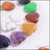 Stone 20x6mm hj￤rtformad naturlig roskvartskormsten Crystal Healing Chakra Reiki Craft Fun Toys Ornament Drop Delivery 2021 Jewelr Dhoqn