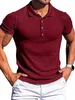 Высококачественная сплошная футболка Polos Спортивная футболка вязаная повседневная повседневная жизнь плюс размер S-XXXL Белый черный красный серо-зеленый человек Поло