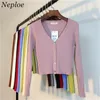 Women's Jackets Neploe Spring ly Patchwork Women Cardigans Fashion Slim Ladies Knitted Sweater Long Sleeve Buttons Sweater 65057 220827