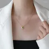 Pendentif Colliers De Mode Vert Strass Carré Collier Pour Les Femmes D'été Mini En Acier Inoxydable Eau Vague Chaîne Bijoux