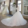 Princess A Line Wedding Dresses Off The Shoulder Lace Appliqued Beads Bridal Gowns Custom Made Sweep Train Plus Size
