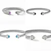 Brazalete de diseño Joyería Pulseras de cable Hombres Brazalete Pulsera con dijes 7 mm Mujer Boda Cristal de circonio cúbico completo Open3263993