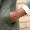 Charmarmband Dainty Gold Bar Armband för kvinnor Enkel delikat tunn manschettkroppskrok 18K Pläterad handgjorda minimalistiska smycken AM5749038