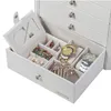 Pudełka biżuterii Baims Extra duże pudełko/organizator/obudowa sztuczna skóra z małym lusterkiem w obudowie podróży do bransoletki koraliki klejnot klejnot amid