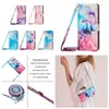 Shoulder Strap Flip Cases For Samsung A23 A33 A52 A53 A73 S22 Ultra S21 Plus S20 FE A03S A12 A13 A22 Luxury Marble Wallet Leather Granite Quartz Stone Holder Cover Pouch