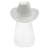 Basker brud hatt med sl￶ja bred grim vit cowboy f￶r ogifta festf￶rs￶rjning br￶llop