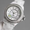 TWF J13 H7189 A12.1 Automatisk unisex -klocka Mens Ladies 38mm Korea Ceramic Diamonds Bezel White Dial Number Markers Super Edition Womens Watches Puretime A1