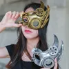 Feestmaskers Steampunk Phantom Masquerade Cosplay Mask Ball Half Face Men Punk kostuum Halloween Party -kostuum Props Heavy Metal 220827