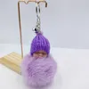 Leuke Slapende Babypop Sleutelhanger Pompom Konijnenbont Bal Karabijnhaak Sleutelhanger Vrouwen Kids Sleutelhouder Tas Hanger 50