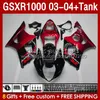 FAIRINGS KIT TANK FÖR SUZUKI GSXR-1000 K 3 GSXR 1000 CC K3 03-04 Injektion Mögelkropp 147NO.136 GSX-R1000 1000CC GSXR1000 2003 2004 GSX R1000 03 04 OEM FAIRING RARD RED BLK