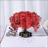 Cartes de voeux Carte d'anniversaire 3D / Carte pop-up Cadeaux faits à la main en érable rouge Couple pensant à vous fête de mariage Amour Saint Valentin Drop Dhrbt