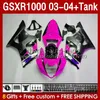Fairings Kit & Tank For SUZUKI GSXR-1000 K 3 GSXR 1000 CC K3 03-04 Injection mold Body 147No.116 GSX-R1000 1000CC GSXR1000 2003 2004 GSX R1000 03 04 OEM Fairing rose glossy