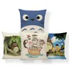 Poduszka Totoro miyazaki Cover Cover Anime Castle Pillow Case Firefly Streszczenie el drzem mata Poduszki 45x45cm Burlap Soft