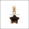 Charms Gold Plating Edged Crystal Five Point Star Charm Rose Quartz Healing Druzy Stones Pendant Diy Jewelry Making Drop DHSeller2010 DH8J4