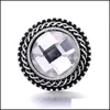 Charms Sier Color Snap Button redonda Rount Women Jóias Descobertas Rhinestone 18mm Metal Snaps Buttons