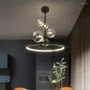 Lâmpadas pendentes Luzes de cozinha led nórdica Black Art Art Iron Dinning Room 5 Cabeças Clear Bubble Suspensão pendurada