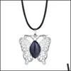 Pendant Necklaces Butterfly Necklace Men And Women Natural Stone Stainless Steel Fashion Items 12 Pieces Of Jewelry Drop Delivery 202 Dhaxm