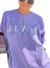 Felpa con cappuccio da donna in viola Halloween cranio ballo divertente oversize sweet girl vintage streetwear top a maniche lunghe