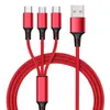 Nylon gevlochten mobiele telefoonkabels 1,2 meter Multi -kleuren USB snellaadkabel Type C Android Charger Cord voor Xiaomi Samsung Huawei