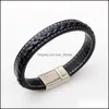 Bracciale in pelle con fili di perline Chakra Lava Rock Cowe Braided Mens Healing Ncing Bracciali genuini Chiusura magnetica Drop Delivery 2021 Dhmeg