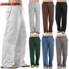 Pantalones de lino para hombre, pantalones coreanos anchos, ropa de calle de gran tamaño, ropa informal de Yoga para primavera y verano para hombre, pantalones de chándal 220827