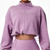 Yoga-Outfits, Sweatshirt mit Reißverschluss, Top, Fitness-Workout-Kleidung, Baumwolle, Polyester, feuchtigkeitsableitend, atmungsaktiv, lockerer Stehkragen, Sport, Radfahren, Jogger für Damen, solide