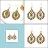 Charm Peacock Tail Carving Drop Earrings For Women Ethnic Alloy Piercing Dangle Jewelry Pendient Delivery 2021 Lulubaby Dh9Hg