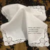 Set of 12 Home Textiles White Ladies Handkerchief 12 inch Embroidered crochet lace edges hankies hanky For Bridal Gifts2210