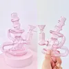 Pink Mini Recycler Hookahs Percolator Dab Rig Water Glass Pipe Bong Oil Rigs unik design 14mm Joint Banger Heady Bubbler för rökning