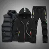 Mens Tracksuits Sweat Suit Winter Mens Clothing Men Set 3 Pieces Vest Hoodie Set Fleece Zipper Casual Sport Sweatpant Men Tracksuit Outfit 220826