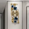 Orologi da parete Orologio da salotto moderno Metallo Camera da letto di grandi dimensioni Arte orientale di lusso Horloge Murale Home Decor