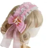 Party Supplies Elegant Pleated Spets Flower Shaped Hair Hoop Cute Poshoot Halloween Costume Headwear For Children