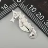 Pendant Necklaces KONGMOON Seahorse White Fire Opal CZ Silver Plated Jewelry For Women Necklace