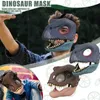 Party Masks Dinosaur Moving Jaw Kids Open Mouth Latex Horror Headgear Halloween Cosplay Costume rädd Vuxen 220826