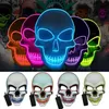 Parti Maskeleri Neon Led İskelet Maskesi Işık Karanlık Maskede Cosplay Masque Costume Cadılar Bayramı Festivali Parti Malzemeleri Korku Parlayan Maske 220827