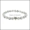 Bracelets de charme Vintage tête de léopard bracelet à breloques pierre de lave mat noir perle bouddha femmes homme bracelet livraison directe 2021 bijoux Dh Dhmrt